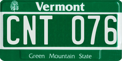 VT license plate CNT076