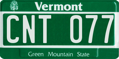 VT license plate CNT077