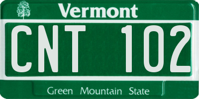 VT license plate CNT102