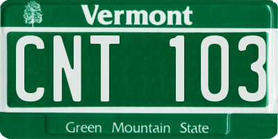VT license plate CNT103