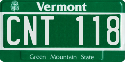 VT license plate CNT118