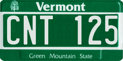 VT license plate CNT125