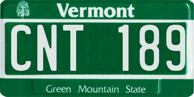 VT license plate CNT189