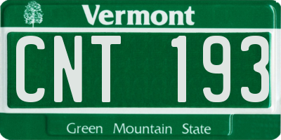 VT license plate CNT193