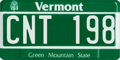 VT license plate CNT198