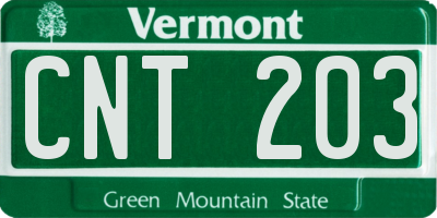 VT license plate CNT203