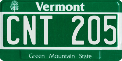 VT license plate CNT205