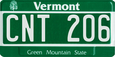 VT license plate CNT206