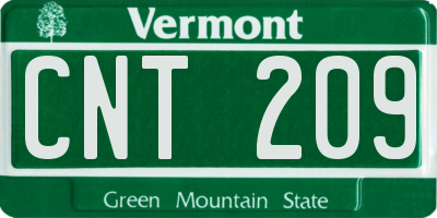 VT license plate CNT209