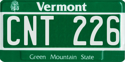 VT license plate CNT226