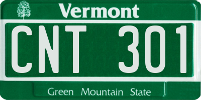VT license plate CNT301