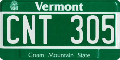 VT license plate CNT305