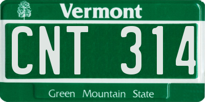 VT license plate CNT314
