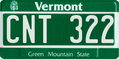 VT license plate CNT322