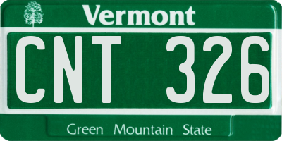 VT license plate CNT326