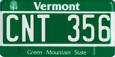 VT license plate CNT356