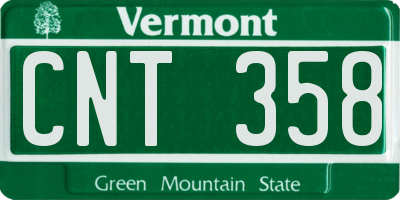 VT license plate CNT358
