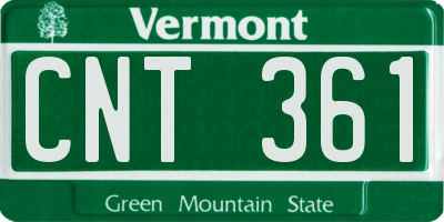 VT license plate CNT361