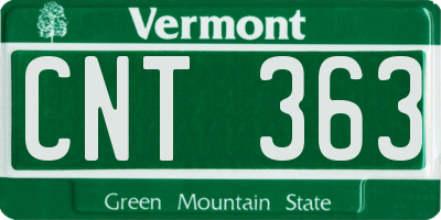 VT license plate CNT363