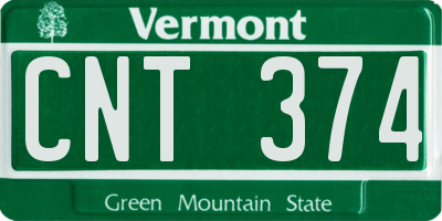 VT license plate CNT374