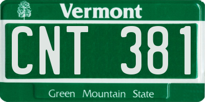 VT license plate CNT381