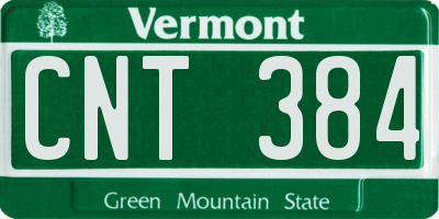 VT license plate CNT384