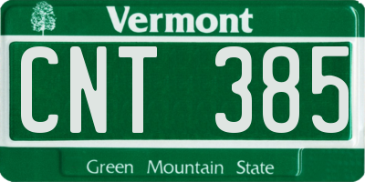 VT license plate CNT385