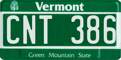 VT license plate CNT386