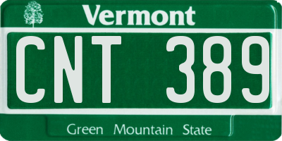 VT license plate CNT389
