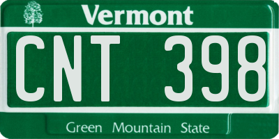 VT license plate CNT398