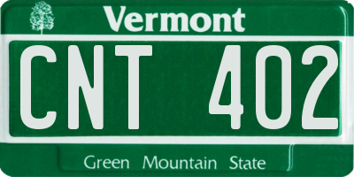 VT license plate CNT402