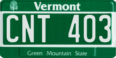 VT license plate CNT403