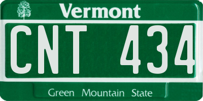 VT license plate CNT434