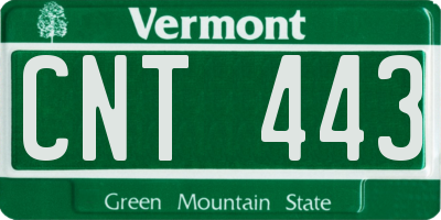 VT license plate CNT443