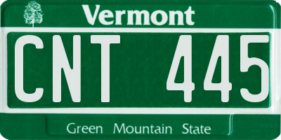 VT license plate CNT445