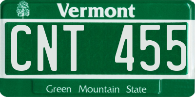 VT license plate CNT455