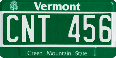 VT license plate CNT456