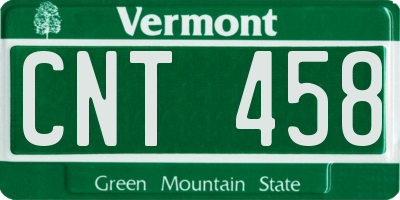 VT license plate CNT458