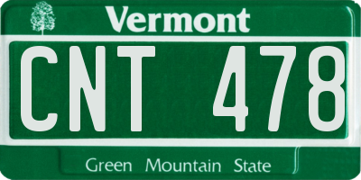 VT license plate CNT478