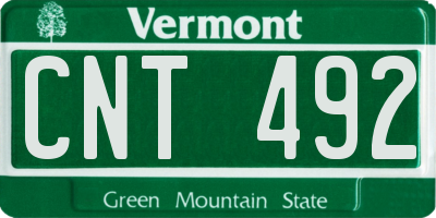 VT license plate CNT492