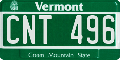 VT license plate CNT496