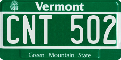 VT license plate CNT502
