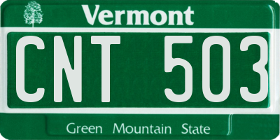 VT license plate CNT503