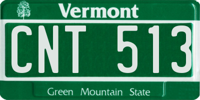 VT license plate CNT513