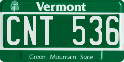 VT license plate CNT536