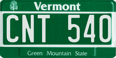 VT license plate CNT540