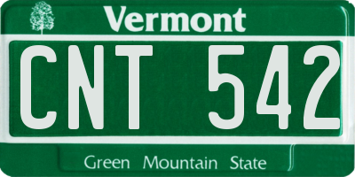 VT license plate CNT542