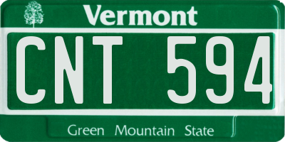 VT license plate CNT594