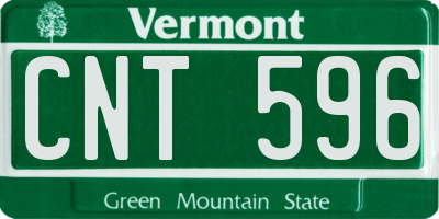 VT license plate CNT596