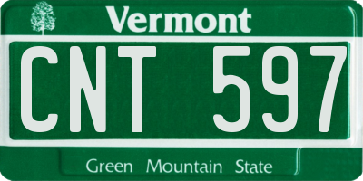 VT license plate CNT597